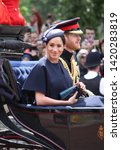 Small photo of Meghan Markle & Prince Harry stock, London uk, 8 June 2019- Meghan Markle Prince Harry 1st outing together since baby /maternity Trooping the colour Royal Family Buckingham Palace stock Press photo
