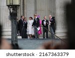 Small photo of London, UK - 06.03.2022: Meghan Markle Prince Harry attend Platinum Jubilee thanks giving service at St Pauls Cathedral, Meghan wearing white coat dress, London UK