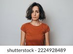 Small photo of Close up shot of screaming crazy frustrated woman with anxiety, anger and depression. Very upset and emotional woman crying. Young girl with angry and furious face. Human expressions and emotions