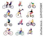people ride bikes  vector... | Shutterstock .eps vector #1694595889