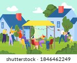 summer grill party in garden... | Shutterstock .eps vector #1846462249