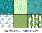 seamless pattern with leaves... | Shutterstock .eps vector #688437709