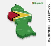 3d vector map of guyana | Shutterstock .eps vector #1611894010