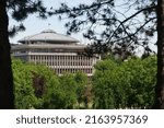 Small photo of Bucharest, Romania - May 20, 2022: The building of the Rectorate of the Polytechnic University of Bucharest, built between 1963-1969 according to the plan of the architect Octav Doicescu.