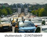 Small photo of Bucharest, Romania - August 09, 2022: The Mihai Bravu Bridge is seen at the end of Mihai Bravu Boulevard, in Bucharest