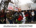Small photo of Bucharest, Romania - 1st Mar, 2024: USR members protest against Romanian President Klaus Iohannis in front of a protocol villa that is supposedly being prepared for him with expenses of 7 million euro