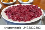 Sliced raw korean beef or meat...