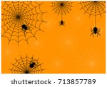 black spider and spider web on... | Shutterstock .eps vector #713857789