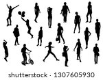 silhouettes of girls and women... | Shutterstock .eps vector #1307605930