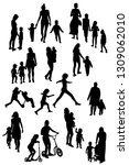 a large set of silhouettes of... | Shutterstock .eps vector #1309062010
