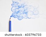 Pencil drawing blue smoke