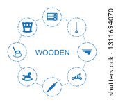 8 Wooden Icons. Trendy Wooden...