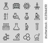 scientific icons set. set of 16 ... | Shutterstock .eps vector #613566650