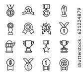 prize icons set. set of 16... | Shutterstock .eps vector #621224879