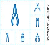 pliers icon. set of 6 pliers... | Shutterstock .eps vector #636380849