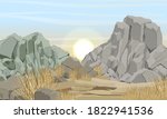 Mountain Range With Stones And...