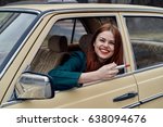 Small photo of Woman bad sign, driver boorish, rudeness on the road