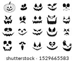 set of halloween scary pumpkins ... | Shutterstock .eps vector #1529665583