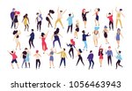 crowd of young men and women... | Shutterstock .eps vector #1056463943