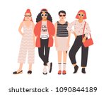 four young women or girls... | Shutterstock .eps vector #1090844189