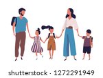 mother and father leading their ... | Shutterstock .eps vector #1272291949
