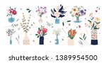 collection of wild and garden... | Shutterstock .eps vector #1389954500