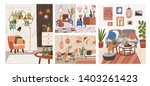 collection of interiors with... | Shutterstock .eps vector #1403261423