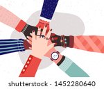 hands of diverse group of women ... | Shutterstock .eps vector #1452280640