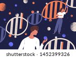 dna molecules  man and women... | Shutterstock .eps vector #1452399326