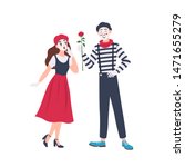 Male And Female Mimes Isolated...