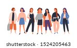 women diverse group flat vector ... | Shutterstock .eps vector #1524205463