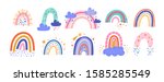 cute colorful rainbows set.... | Shutterstock .eps vector #1585285549