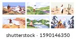 travelers enjoying scenic view... | Shutterstock .eps vector #1590146350