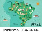 Brazil Map Hand Drawn Vector...
