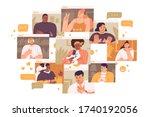 concept of videoconference and... | Shutterstock .eps vector #1740192056