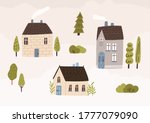 hand drawn village with houses... | Shutterstock .eps vector #1777079090