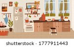 cozy rustic hand drawn kitchen... | Shutterstock .eps vector #1777911443