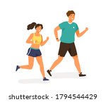 cute jogging couple dressed in... | Shutterstock .eps vector #1794544429