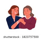 happy adult daughter hugging... | Shutterstock .eps vector #1823757500
