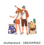 young hitchhikers with... | Shutterstock .eps vector #1862449063
