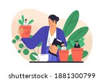 boss cultivate potted plant... | Shutterstock .eps vector #1881300799