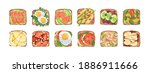 set of toasts and sandwiches... | Shutterstock .eps vector #1886911666
