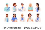 set of smiling doctors  nurses... | Shutterstock .eps vector #1901663479