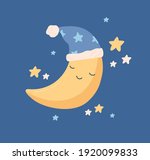 cute yellow half moon sleeping... | Shutterstock .eps vector #1920099833