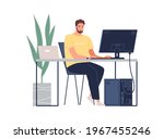 man working with laptop and... | Shutterstock .eps vector #1967455246