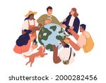 eco friendly people with earth... | Shutterstock .eps vector #2000282456