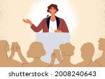 confident speaker behind podium ... | Shutterstock .eps vector #2008240643