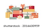 big pile of gift boxes in... | Shutterstock .eps vector #2016630959