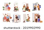 set of happy people leaving or... | Shutterstock .eps vector #2019902990