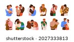 happy love couples set. men and ... | Shutterstock .eps vector #2027333813